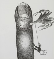 Le Poireau (Verrue), dessin publié dans<em> Linnéaments</em> de André Balthazar et Roland Breucker paru aux Editions Le Daily-Bul en 1997